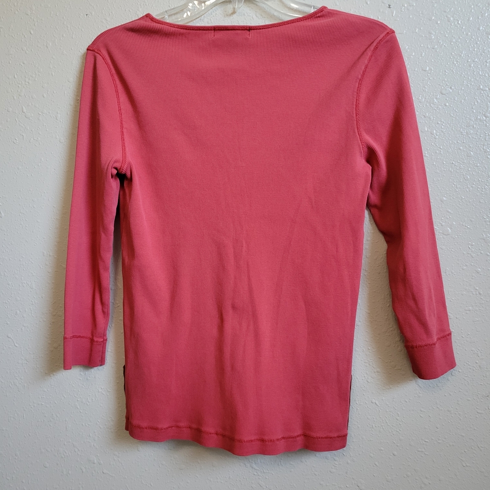 Lauren Ralph Lauren‎ Coral Long Sleeve Top with Button Details - Picture 6 of 14